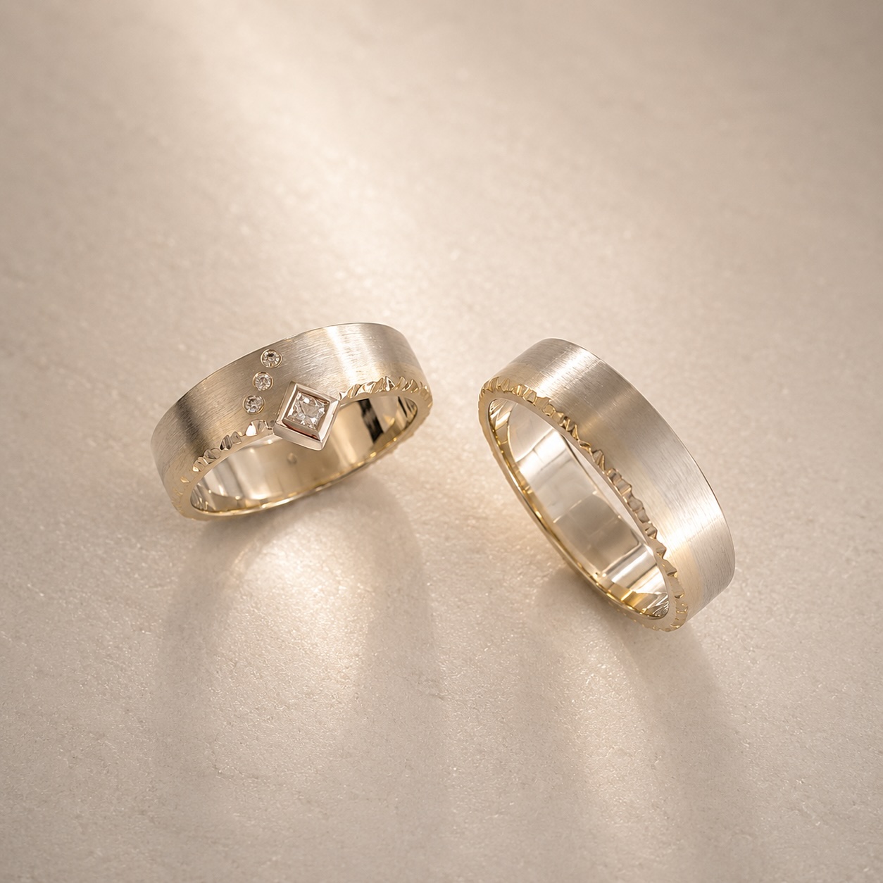 Bicolor mit Prinzess-Diamant und Brillanten