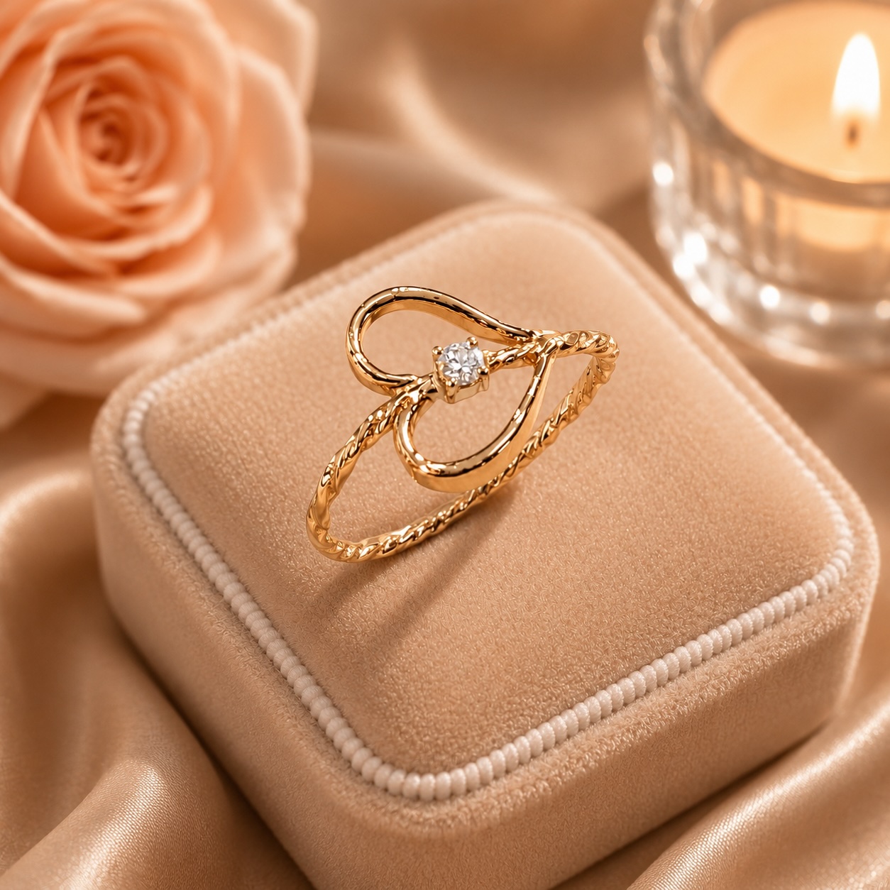 Herzring · Roségold mit Brillant