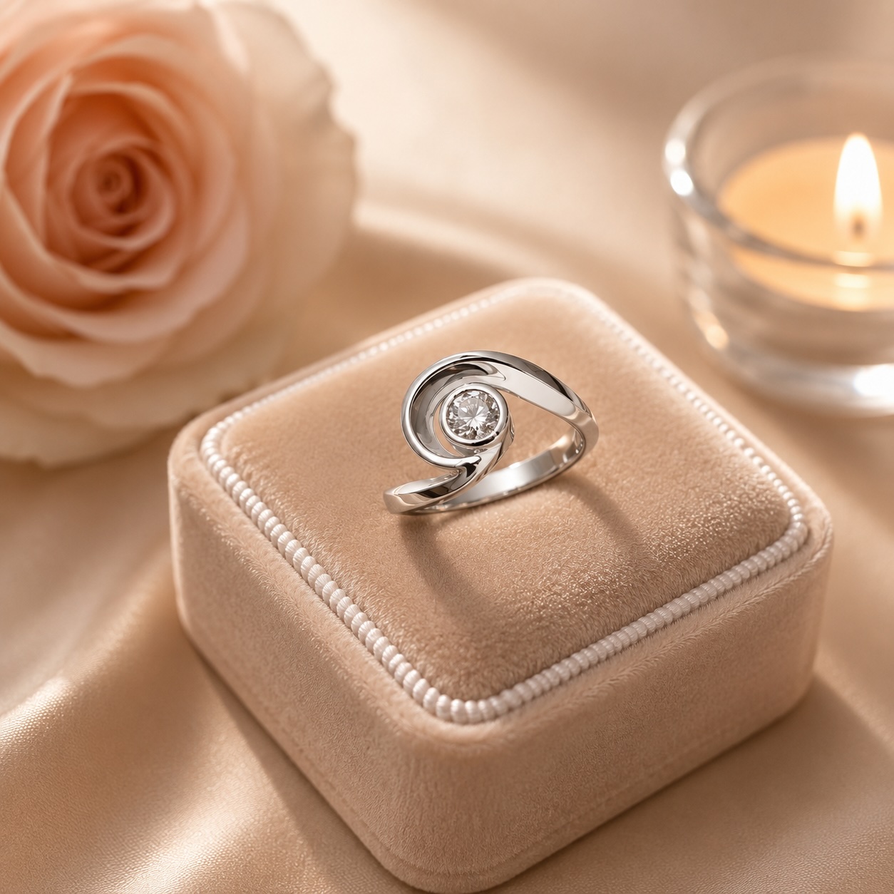 Weißgold mit Brillant · Spirale