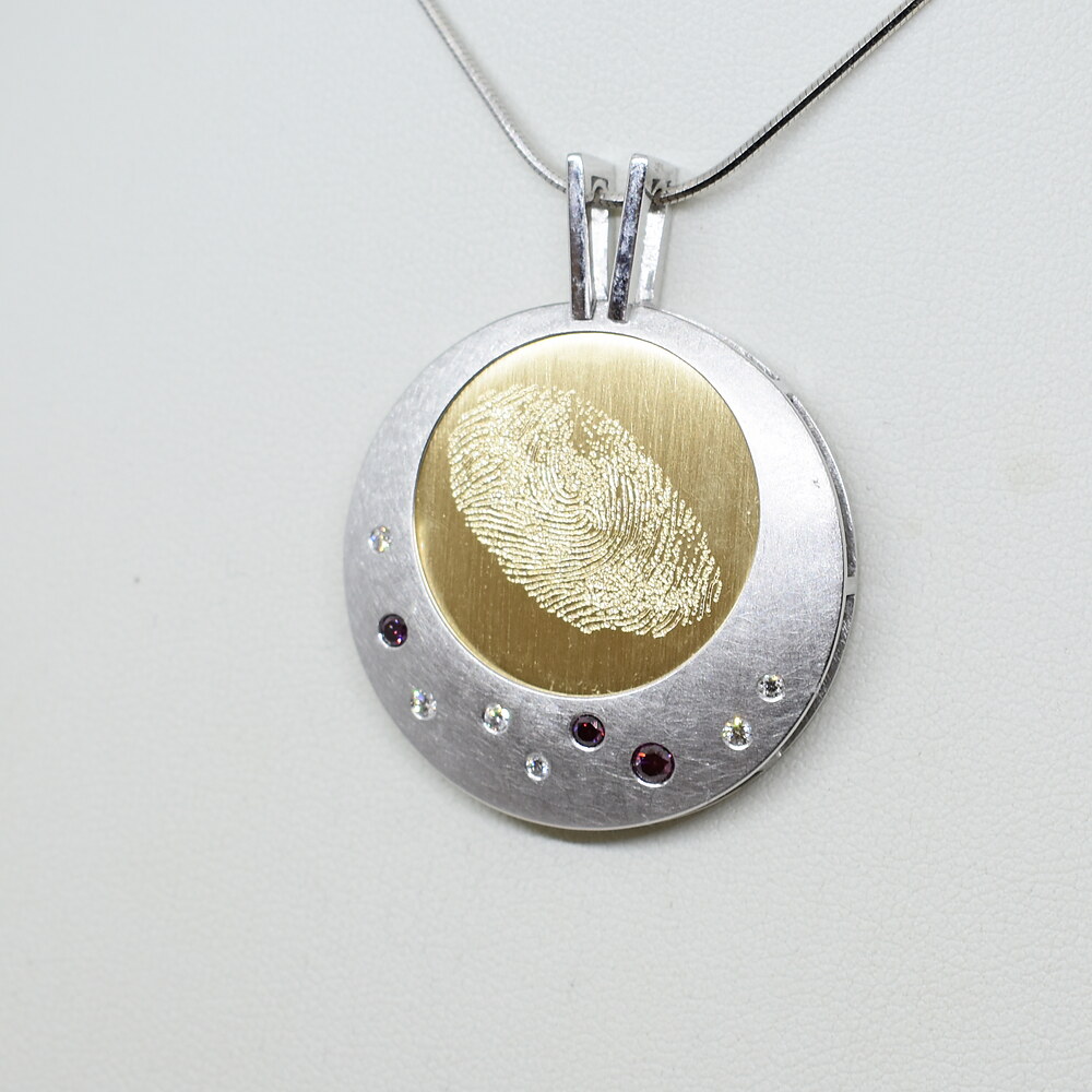 Silber & Gelbgold · Fingerabdruck mit Farbsteinen