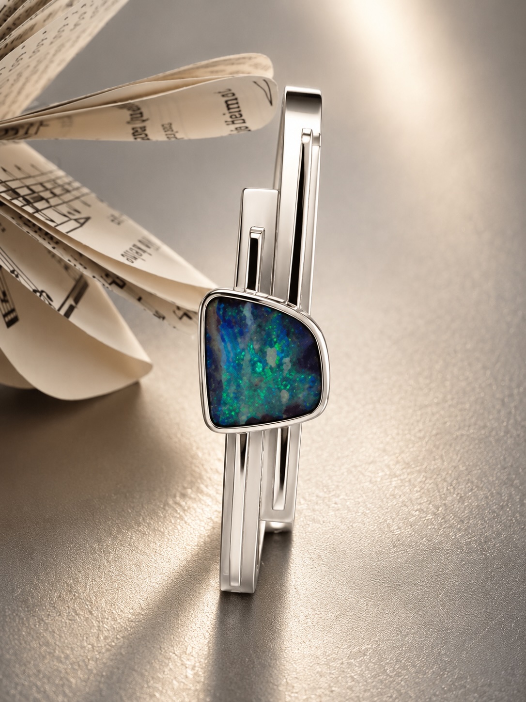 Armreif · Gelbgold mit Boulderopal