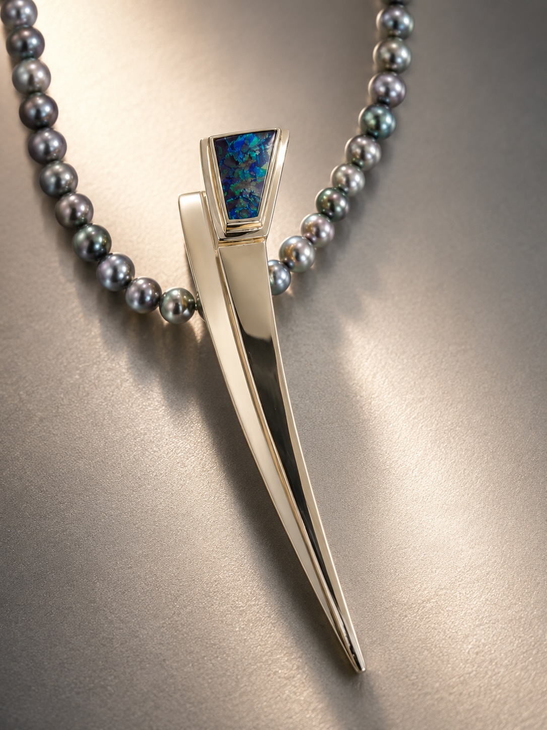 Anhänger · Gelbgold mit Boulderopal