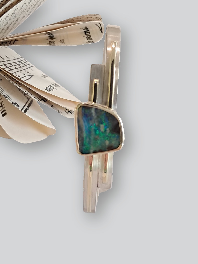 Armreif · Gelbgold mit Boulderopal