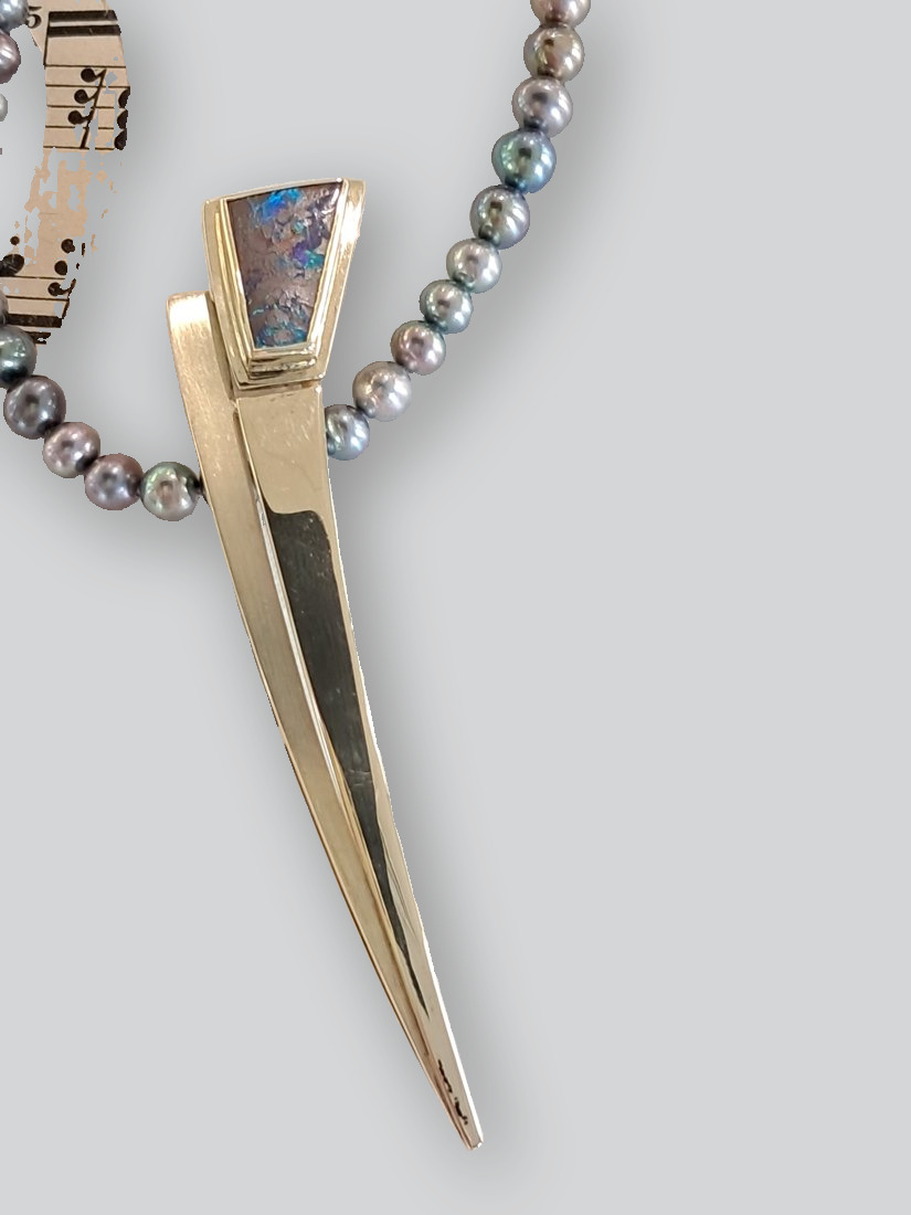 Anhänger · Gelbgold mit Boulderopal